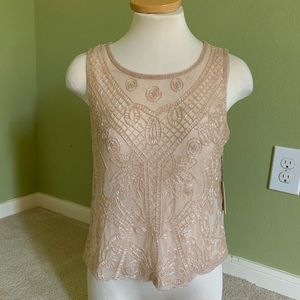 FOREVER 21 nude beaded top Small